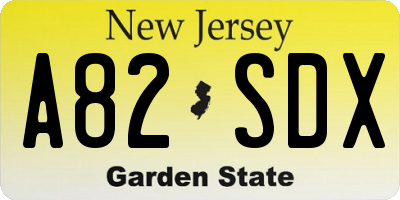 NJ license plate A82SDX