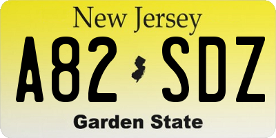 NJ license plate A82SDZ