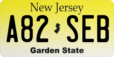 NJ license plate A82SEB