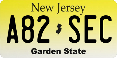 NJ license plate A82SEC