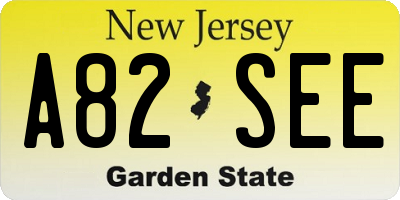 NJ license plate A82SEE