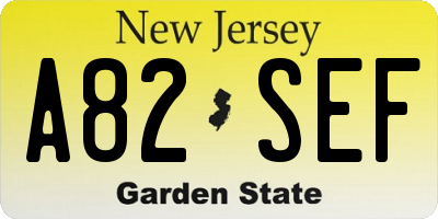 NJ license plate A82SEF