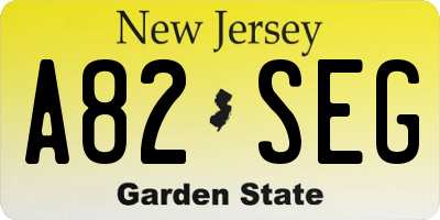 NJ license plate A82SEG