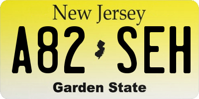 NJ license plate A82SEH