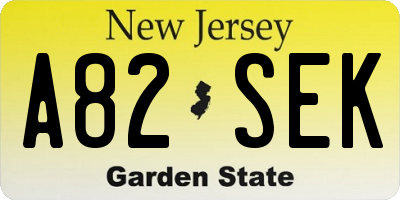 NJ license plate A82SEK