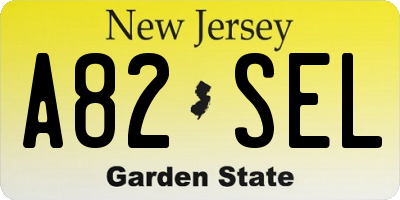 NJ license plate A82SEL