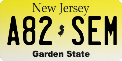 NJ license plate A82SEM