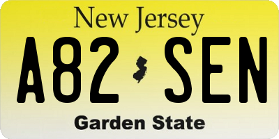 NJ license plate A82SEN