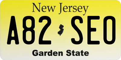 NJ license plate A82SEO
