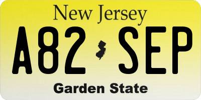 NJ license plate A82SEP