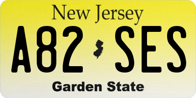 NJ license plate A82SES