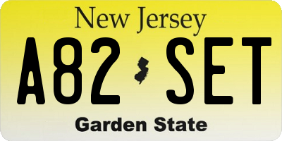 NJ license plate A82SET