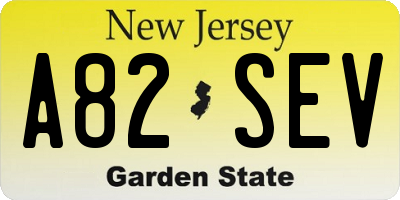 NJ license plate A82SEV