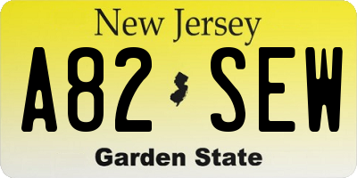 NJ license plate A82SEW