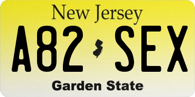 NJ license plate A82SEX