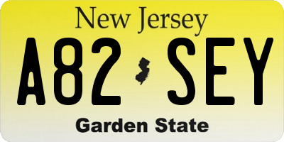 NJ license plate A82SEY