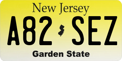 NJ license plate A82SEZ