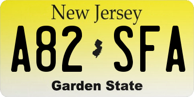 NJ license plate A82SFA