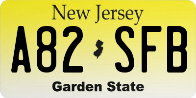 NJ license plate A82SFB