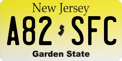 NJ license plate A82SFC