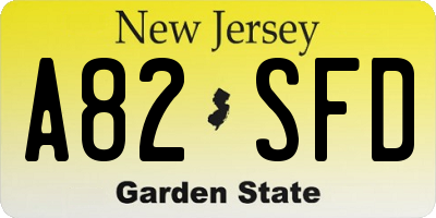 NJ license plate A82SFD