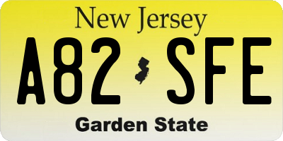 NJ license plate A82SFE