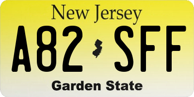 NJ license plate A82SFF