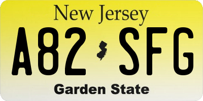 NJ license plate A82SFG