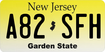 NJ license plate A82SFH