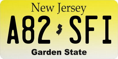 NJ license plate A82SFI