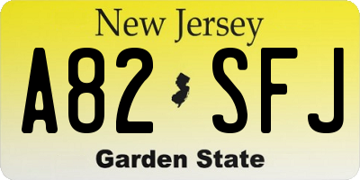 NJ license plate A82SFJ