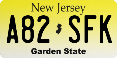 NJ license plate A82SFK