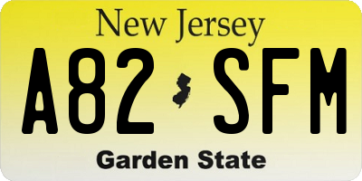 NJ license plate A82SFM
