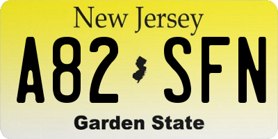 NJ license plate A82SFN
