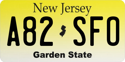 NJ license plate A82SFO