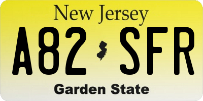 NJ license plate A82SFR