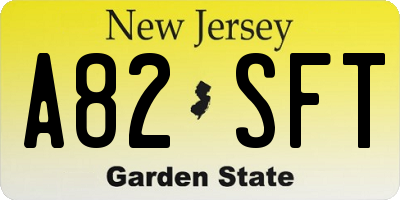 NJ license plate A82SFT