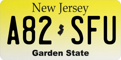 NJ license plate A82SFU