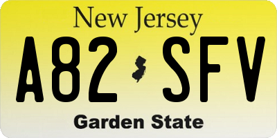 NJ license plate A82SFV