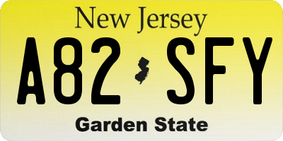 NJ license plate A82SFY