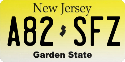 NJ license plate A82SFZ