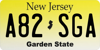 NJ license plate A82SGA