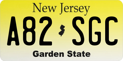 NJ license plate A82SGC