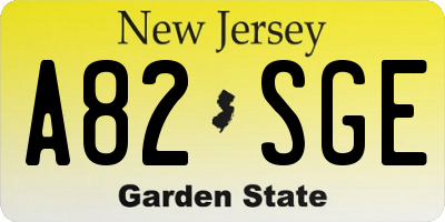 NJ license plate A82SGE