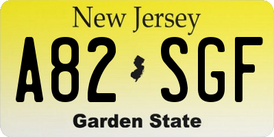NJ license plate A82SGF
