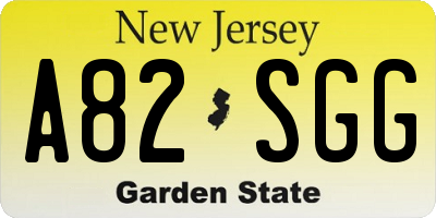 NJ license plate A82SGG