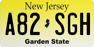 NJ license plate A82SGH