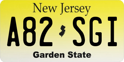 NJ license plate A82SGI