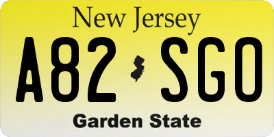 NJ license plate A82SGO