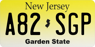 NJ license plate A82SGP